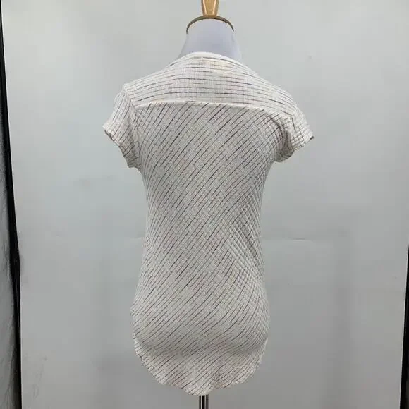 Maeve Shirt Womens XS White Multi Rainbow Stripe Leila Faux Wrap Anthropologie - Picture 6 of 13